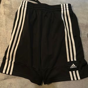 Adidas white and black shorts